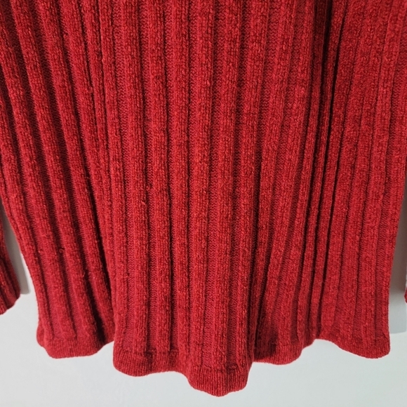 MOSCHINO Jeans Men's Red/Green Stripe Wool Blend Ribbed Knit Sweater Sz M V-neck - Picture 9 of 11